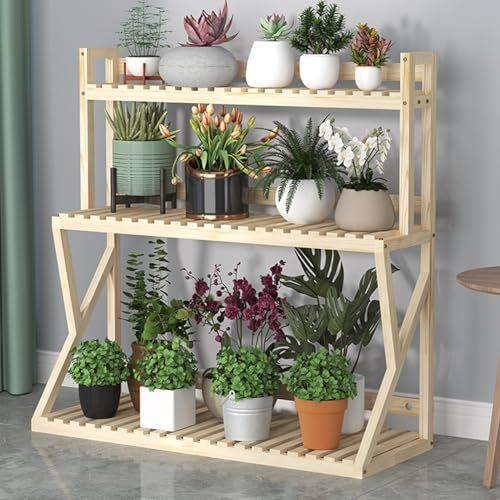 Support de rangement pour plantes en bois avec étagère 3/4 niveaux style escalier pour plusieurs plantes, supports de fleurs d'angle pour terrasse, balcon et jardin.