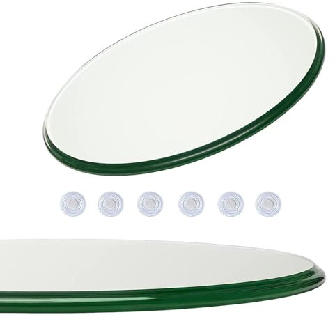 Table ronde en verre, plateau de table rond en verre trempé - for bureaux, tables de balcon, tables à manger, forte capacité de charge, protecteur de table en verre, plateau de table rond(100cm(40 IN)