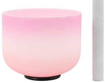 NICCOO 8 inch Crystal Singing Bowl Sound Healing F Note Heart Chakra Quartz Gift for Meditation Prayer Yoga Relaxation with O-Ring and Mallet Pink