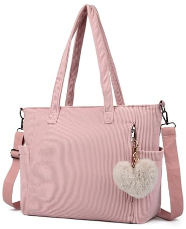 Makukke Women's Large Shopper Tote Handbag for Work, Office, Travel & Shopping, School - Pink, L, Shoulder Bag