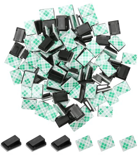 Witeup Cable Clips, 100pcs Black Self-Adhesive, Strong Adhesion Plastic, Flat, for Cable Management