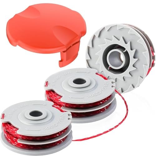 XIJIANG 3 Pcs Strimmer Wire FLY021/513937190 Replacement Spool and Line, Spool Cover Compatible with Flymo Contour 500 XT/Power Trim 500 XT/Mini Trim/Multi Trim