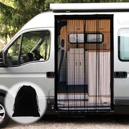 Mosquitera magnética para furgoneta, mosquiteras para coche, mosquiteras, imanes Universa, cierre magnético central, autocaravanas, puerta lateral/maletero, ventilación, mosquiteras, 180 x 150 cm