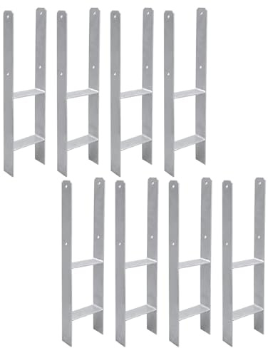 Vigevee H-Pfostenanker 8 Stück H-anker Pfostenträger Bodenanker für Pfosten H-Pfostenschuh für Zaun und Gewächshaus Pfosten Vierkantholzpfosten(81x600mm)