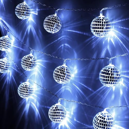 YeahBoom 10 LED Discokugel Lichterkette,150cm Spiegelkugel String Lichter,Disco Ball String Lights,Disco Party Light,Disco Spiegel Ball Lights,Mini Disco Balls Ornaments,Lichterkette Weihnachtslampe
