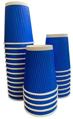 NovatoStar Kraft Paper Cups 500 Ripple Cups - 3 Ply Insulated Paper Cups - Disposable Paper Hot Coffee Tea Drinking Cups (Blue, 8oz)