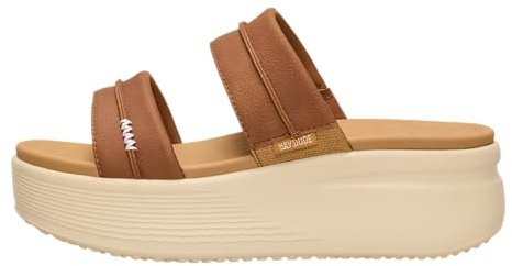HEYDUDE Womens Austin Slide Classic Platform Sandal, Cognac Size 7 | Lightweight Everyday Slide