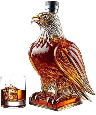Botellas de whisky – Decantador de vidrio de águila de whisky | Recipiente coleccionable para degustación de cerveza, decoración del hogar, boda, día del padre, soltero y coleccionista de eventos