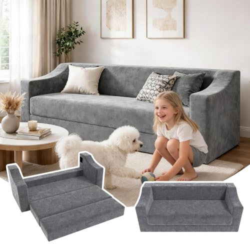Bodensofa Boneless Couch Schlafsofa 160 cm Breit Modulares Sofa Tiefer Sitz Keine Montage Erforderlich Modernes Couch Sofagarnitur Lazy Sofa für Wohnzimmer,Wohnung,BüRo Grau