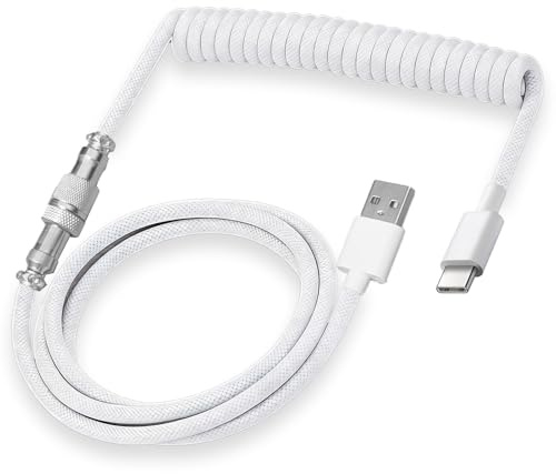 Lyai Coiled Keyboard Cable 3m, USB-C to USB-A with Metal Aviator Connector