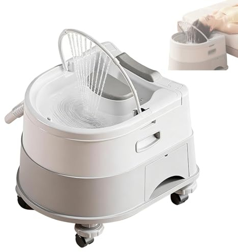 Bassin à shampooing portable avec réservoir d'eau de 10 L, équipement de spa à tête thermostatique, système de circulation de l'eau, pieds réglables, pour soins à domicile