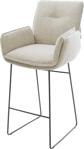 DELIFE Barstuhl NELA-Flex Kufengestell Metall Schwarz Webstoff Soft Beige
