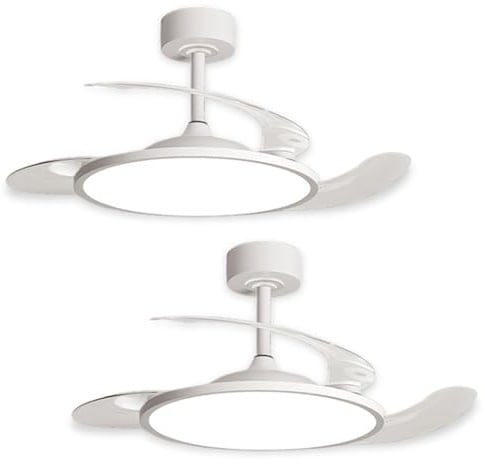 YASTA Ventilatore da Soffitto con Luce e Telecomando, 2 Pezzi, Bianco
