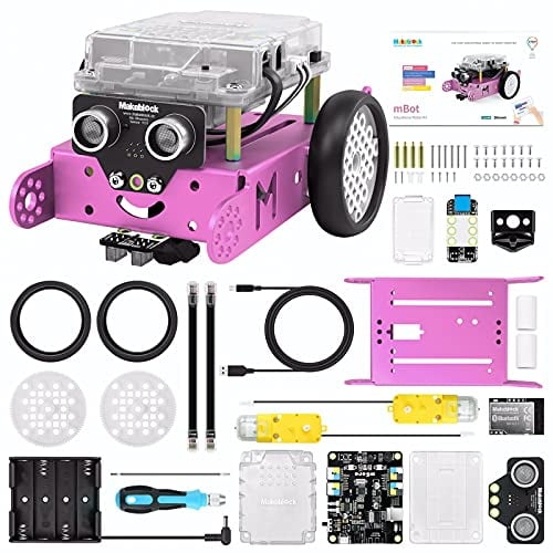 Makeblock mBot Robot Car STEM Spielzeug Roboter Kinder Programmierbares Roboticset Geschenke für Kinder Roboter Programmierbar mit Scratch/Arduino, Programmieren Lernen mit APP Steuerung, Rosa