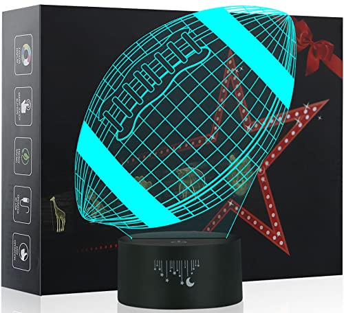 Crenze 3D Rugby Nachtlicht, Tischlampe, Schreibtischlampe, 7 Farben, optische Täuschung, Touch-Steuerung, Lichter mit Acryl-Flach, ABS-Basis und USB-Kabel