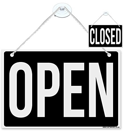Custom Vinyl open closed sign rigid plastic double sided hanging door sign with rope and suction cup, multi colours