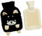 Bouillotte Caoutchouc Naturel, Housse Doudou Ultra Douce et Douillette en Peluche, Soulagement Immédiat Règles Douloureuses, Mal de Dos et Crampes, Confortable pour Femme, Adulte, Enfant et Bébé, Noir