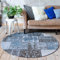 FRAAI | Home & Living Teppich Patchwork Rund - Dreams Grau Blau - Baumwolle - Flachgewebe - Vintage, Patchwork - Wohnzimmer, Esszimmer, Schlafzimmer - Carpet