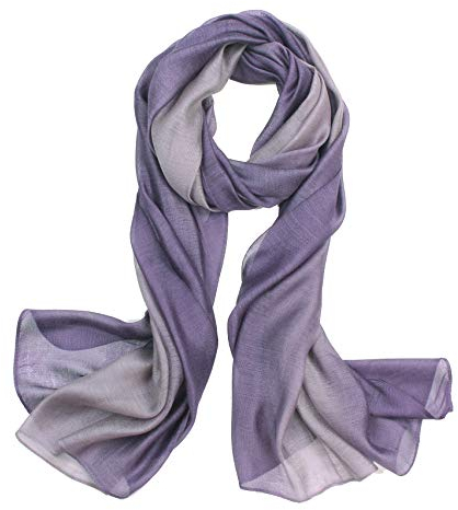 Sawekin Damen Schal Stola Halstuch Sommerschals Farbverlauf Stola Für Abendkleid Festlich Hochzeit Braut Seidenschal/Baumwolle Schal Ganzjährig, Lila-grau, Einheitsgröße