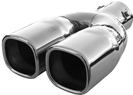 Universell Auspuffblende Doppelrohr Endrohr Edelstahl Auto Endrohrblenden Auspuffendrohr Auspuffrohr Tuning Schalldampf Blende Sport Oval Chrom