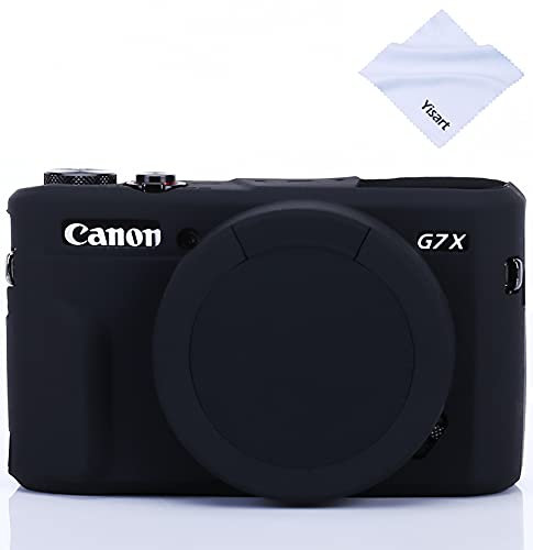 G7X Mark II custodia G7X Mark III custodia G7X per fotocamera in silicone ultra sottile leggera gomma morbida silicone custodia per Canon PowerShot G7X G7X Mark II G7X Mark III, Glamour Black