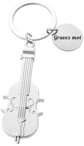 Porte-clés Violon Instrument De Musique Classique Argenté Gravure Personnalisée Sur Médaille