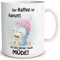 TRIOSK Pinguin Tasse Kaffee Kaputt Schlafmütze mit Spruch lustig Coffee Geschenk für Frauen Freundin Pinguinliebhaber Arbeit Büro Kollegin Weiß, Keramik 300ml