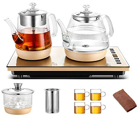 YXCKG Bollitore Elettrico, Teiera in Vetro Trasparente 1L / 0,8L con 6 Temperature Preimpostate, con Infusore per tè Rimovibile, per Uno con Infusore in Acciaio Inossidabile Resistente al Calore