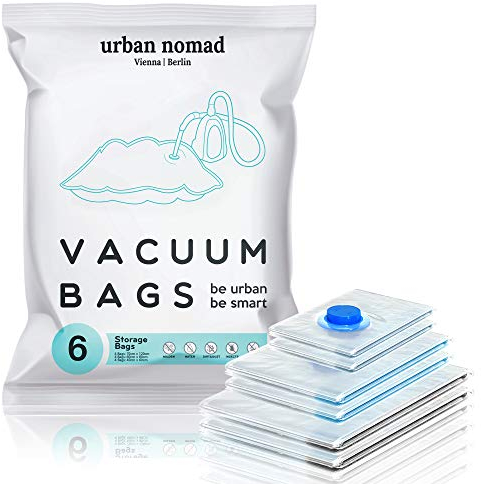 Vakuumbeutel Kleidung 6er Set 3 Größen - Vakuum Beutel für Staubsauger Wiederverwendbar 100% Dicht & Robust | Reise Kompressionsbeutel Kleiderbeutel Aufbewahrungsbeutel Vakuumtüten Kleidersack XL