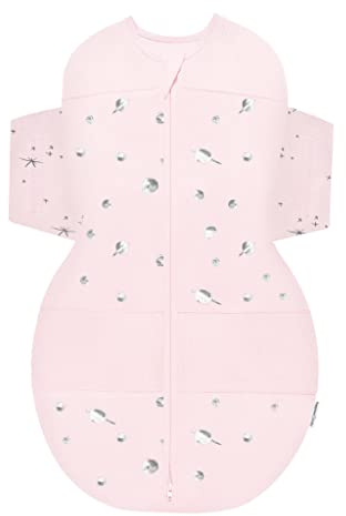 Happiest Baby SNOO Sleep Sack - 100% Organic Cotton Baby Swaddle Blanket - Doctor Designed Promotes Healthy Hip Development (Rose Planets, Medium)
