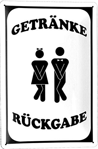 Blechschild 20x30 Getränke Rückgabe Wegweiser Klo WC Toiletten Badezimmer Piktogramm Design Hinweis Schild Heim Beruf Büro Werkstatt Gastronomie Bar Pub Kneipe Party