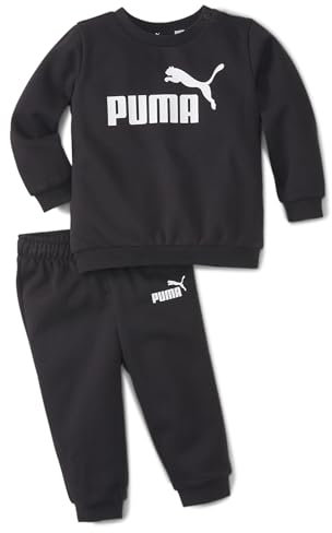 PUMA Mixte bébé Minicats Ess Crew Jogger Fl Jog Suit, Cotton Black, 62 EU
