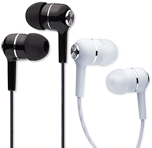 【Confezione da 2】 NI - Auricolari con filo e microfono, Cuffie In-Ear con Bassi e Controller, cavo antigroviglio e jack 3.5 mm ideali per iPhone, iPad, smartphone, tablet, lettori MP3