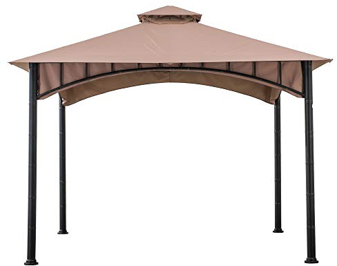 SUNJOY Tonnelle Souple 3,35x3,35 m - Structure Acier Bambou Courbé avec Toit à 2 Niveaux with Ceiling Hook