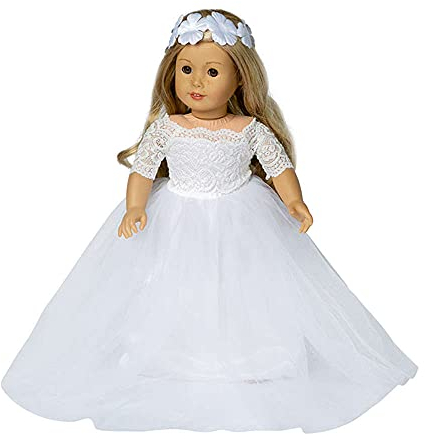 GIVBRO Puppenkleidung Hochzeitskleid für 45.7 cm Puppen Dress Up Abendkleid Kopfschmuck Kostüm Zubehör (#B)