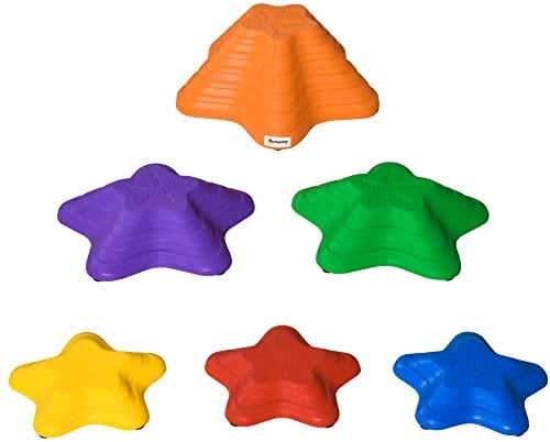 Outsunny 6-Piece Kids Balance Stepping Stones, Starfish Style Non-slip Obstacle Course, Stackable Balance Blocks Garden Toys Encourage Toddler Balance Indoor Outdoor