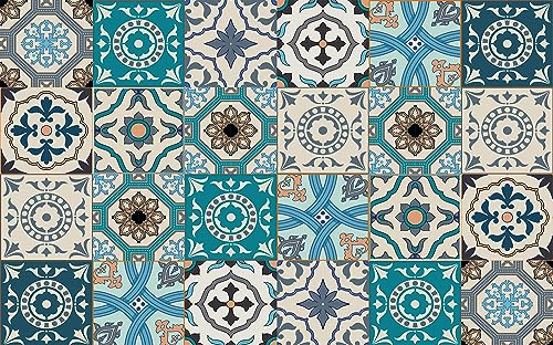Queence | Küchen Spritzschutz 80x50 cm,Fliesenmuster' | Küchenrückwand | Alu-DiBond | Fliesenschutz für den Herd und Spüle | Küche | Küchenfliesen | Fliesenspiegel | Rückwand