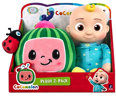 CoComelon CMW0091 JJ-Maskottchen und Plüsch Logo 2er Set Plüsch Maskottchen für Kinder ab 3 Jahren