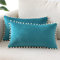 Sungeek 2er Set Samt Kissenbezüge, Weich Kissenbezug mit Pompons Dekorativ Zierkissenbezüge Dekokissen Sofakissen Couchkissen Deko Kissenhülle für Sofa Schlafzimmer Wohnzimmer (30x50 cm, See Blau)