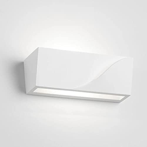 Partenopea® Applique in Gesso Bianco verniciabile Lampada da Parete per muro dal design moderno Biemissione up&down per Lampadine Led con Attacco G9 arredo casa locali bar ristoranti (Rettangolare)