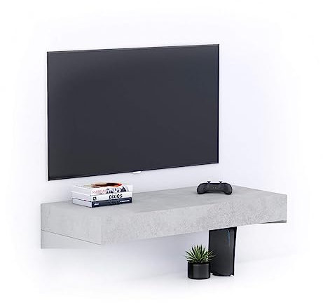 Mobili Fiver, Support TV Mural Evolution 90x40, Gris Béton, Made in Italy