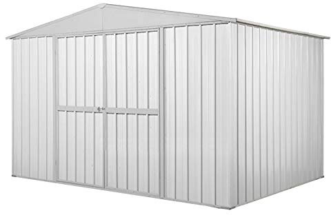 Notek Box in Acciaio Zincato Casetta da Giardino in Lamiera 3.60 x 1.75 m x h2.15 m - 110 kg – 6,30 Metri Quadri (Bianco)