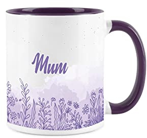 Mum Gift Mug - White and Purple Floral Meadow Coffee/Tea Present Gift Mother's Day Mug