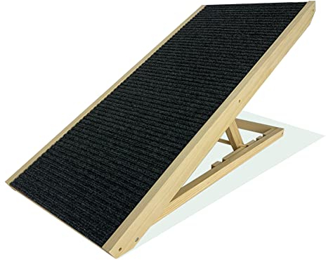 Froadp 100x40x60cm Klappbare Treppen für Hunde aus Filz & Kiefernholz Hunderampe Faltbare Hundetreppe rutschfeste Haustier Rampe Haustiertreppe Tragkraft bis 100KG Hundeleiter für Brett Balkon Sofa