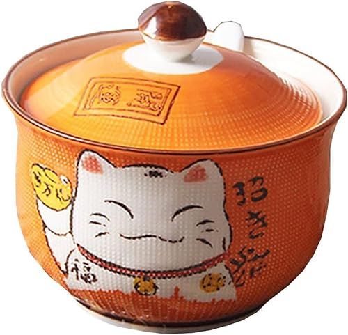 GImLY Céramique Japonaise Maneki Neko Chat Porte-Bonheur Sucre Sel Poivre Bocal Avec Couvercle Et Cuillère