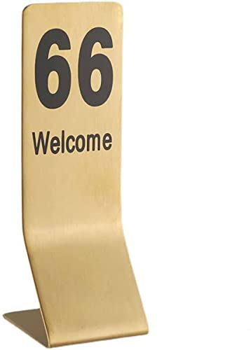 Números de mesa 1-50, número de placa de mesa digital de doble cara dorada de acero inoxidable para restaurante, tarjetas de lugar en forma de L de 14,5 × 5 cm para eventos de aniversario de boda, f