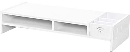 COHEALI 48cm White Monitor Riser Desk Shelf Stand Computer Base Bracket for Home Office Cable Management Organizer Box