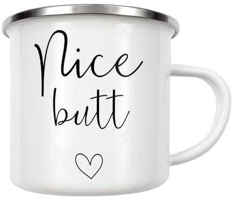 artboxONE Emaille Tasse Nice Butt von BAINAI - Emaille Becher Typografie