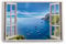 Paul Sinus Bilder Fensterblick 120x80cm Insel Capri Italien Mittelmeer Klippen Sommer Landschaft Kunstdruck Wanddeko Wand Wohnzimmer