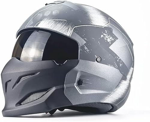 ZLYJ Motorrad Vollhelme, Samurai Helme Cruiser Chopper Moped Helme Offene Helme Geteilte Helme ECE-Zertifiziert B,Medium